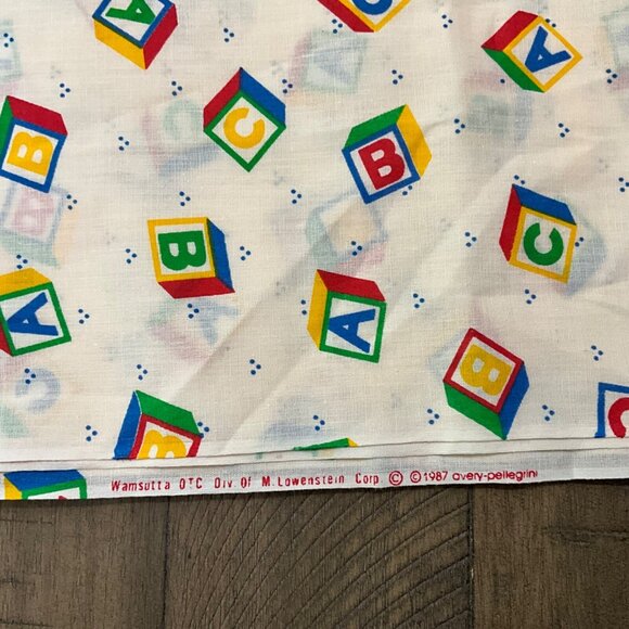 Wamsutta 1987 ABC'S Building Blocks Cotton Fabric Nursery Baby  44" x 220" 6 yds - Picture 5 of 5